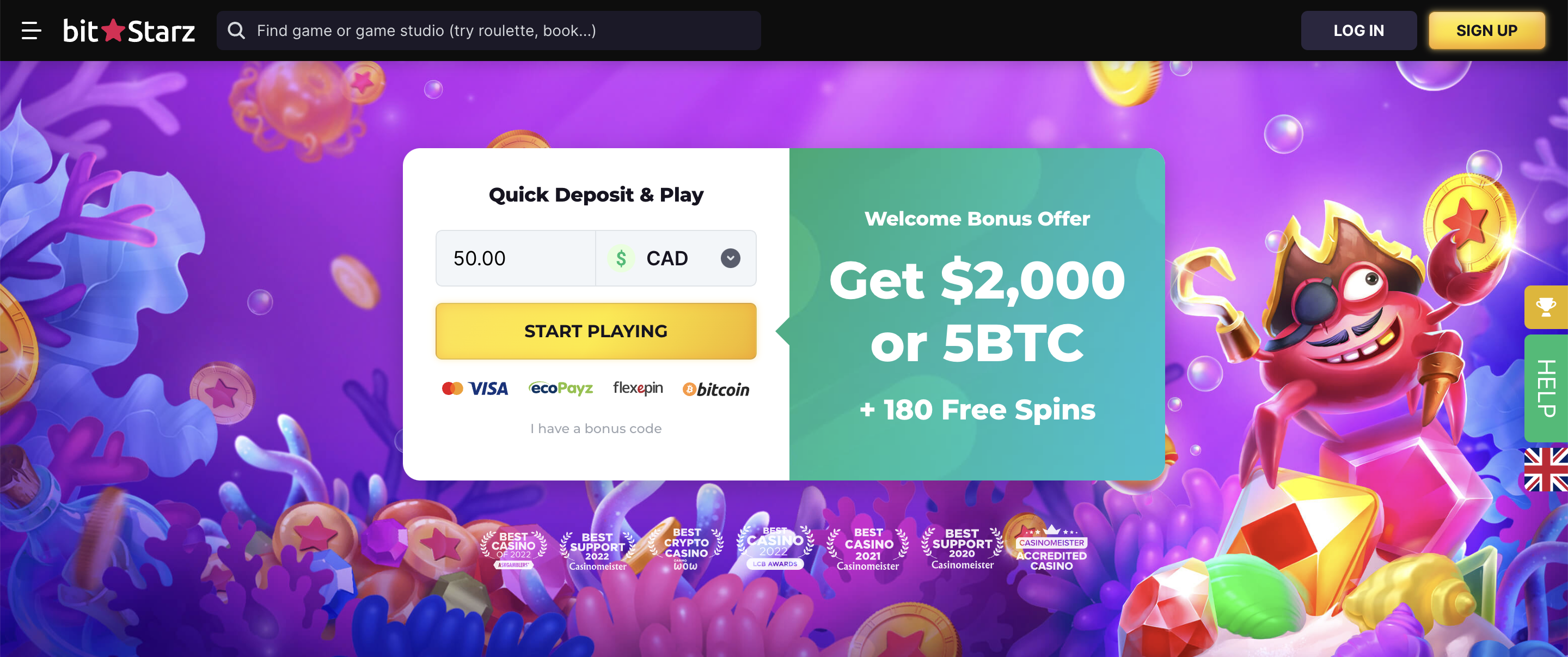 BitStarz Casino website