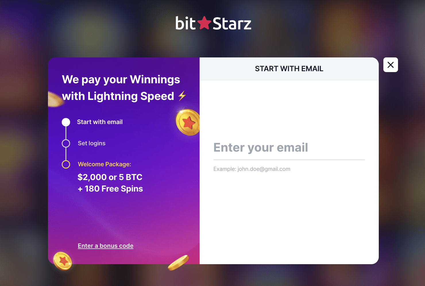 Sign In Up on BitStarz Casino