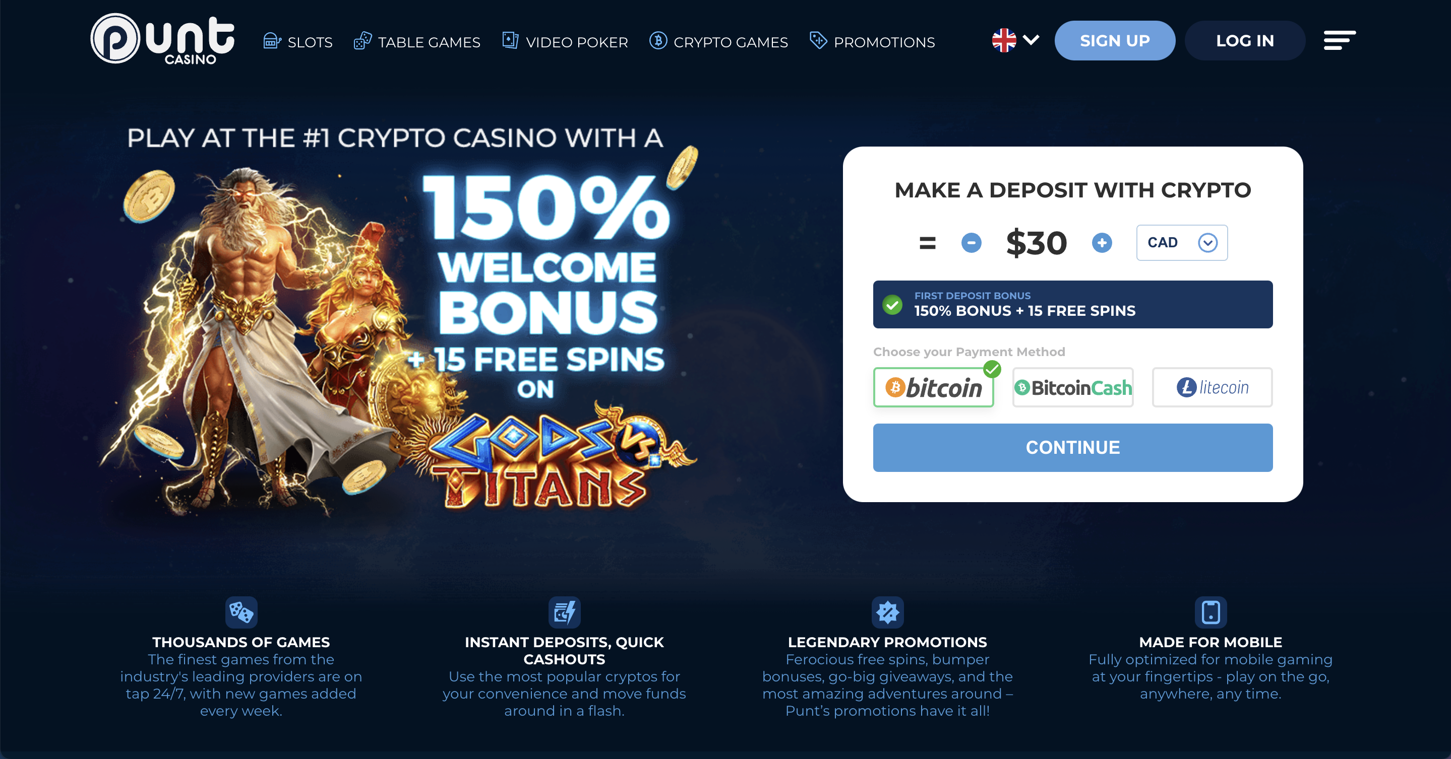 Punt Casino website