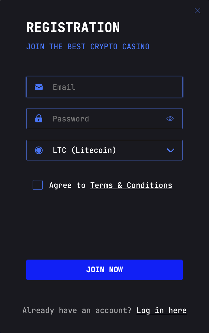 Sign In Up on LTC Casino