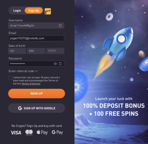 Sign in Up on RocketPot Casino