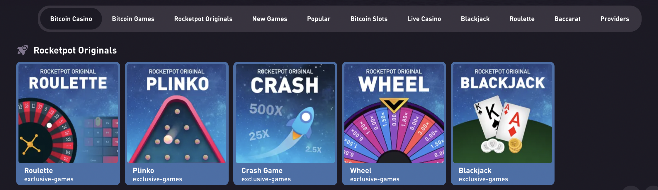 RocketPot Casino Game Selection & Software Providers