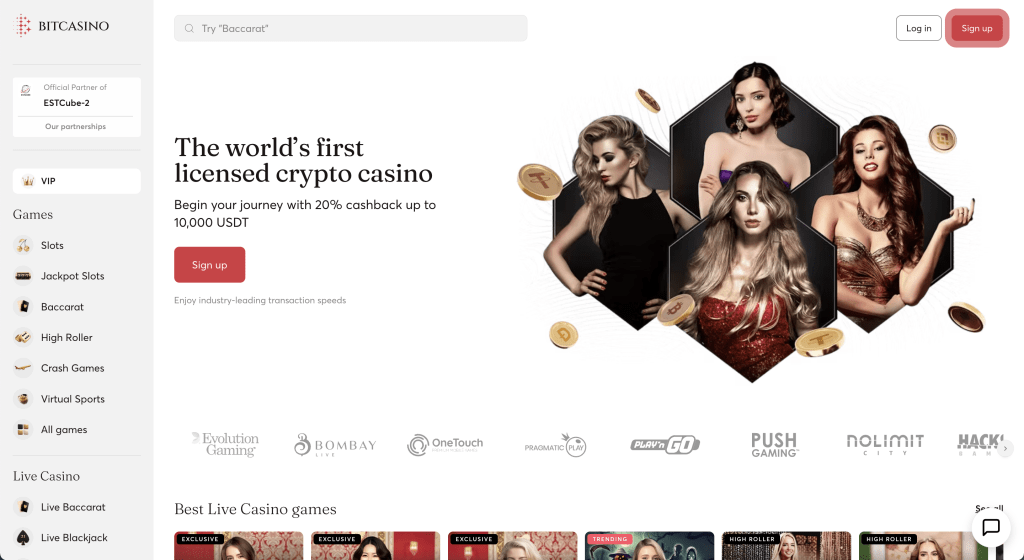 bitcasino's main page content