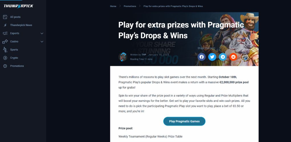 Thunderpick Pragmatic Play’s Drops & Wins promotion