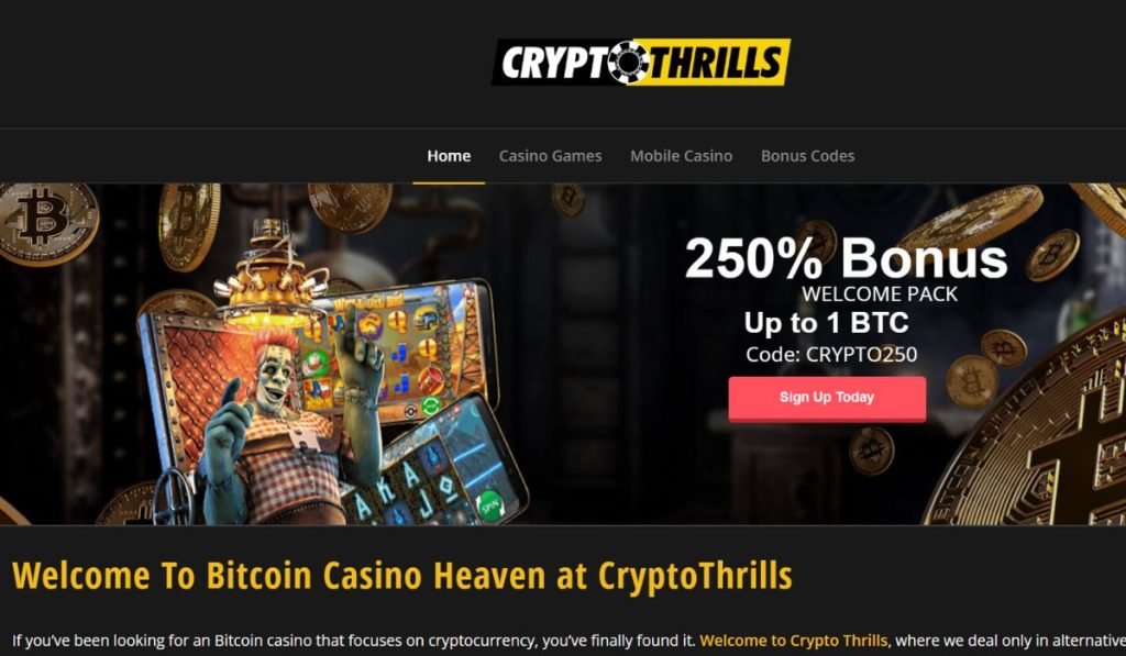 CryptoThrills Casino website overview