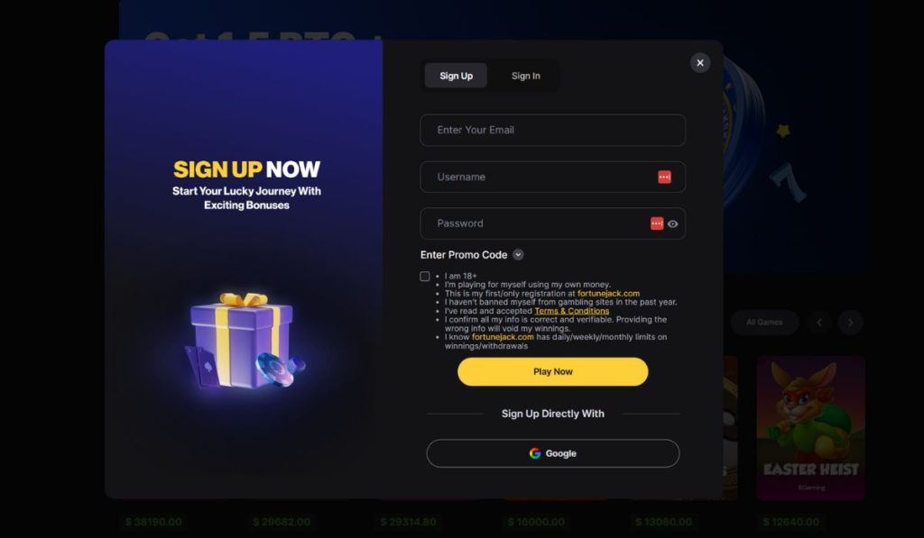 How To Sign Up and Claim The Bonus On FortuneJack Casino