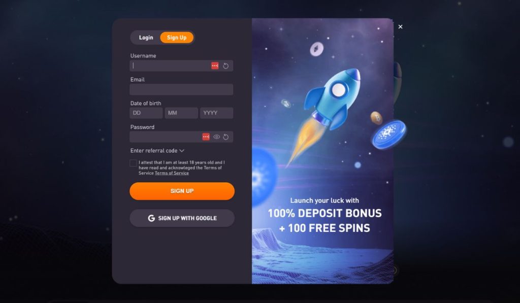 How To Sign Up and Claim The Bonus On RocketPot Casino