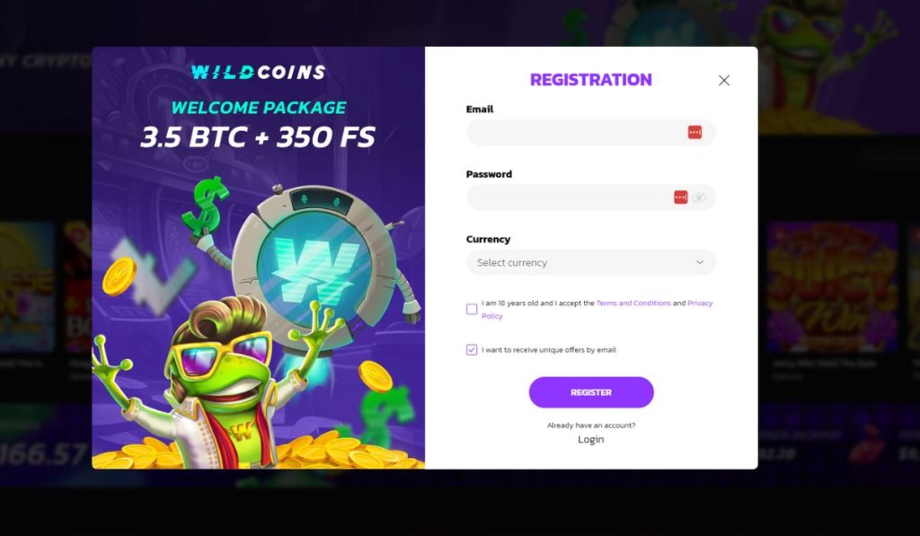 How To Sign Up and Claim The Bonus On WildCoins Casino