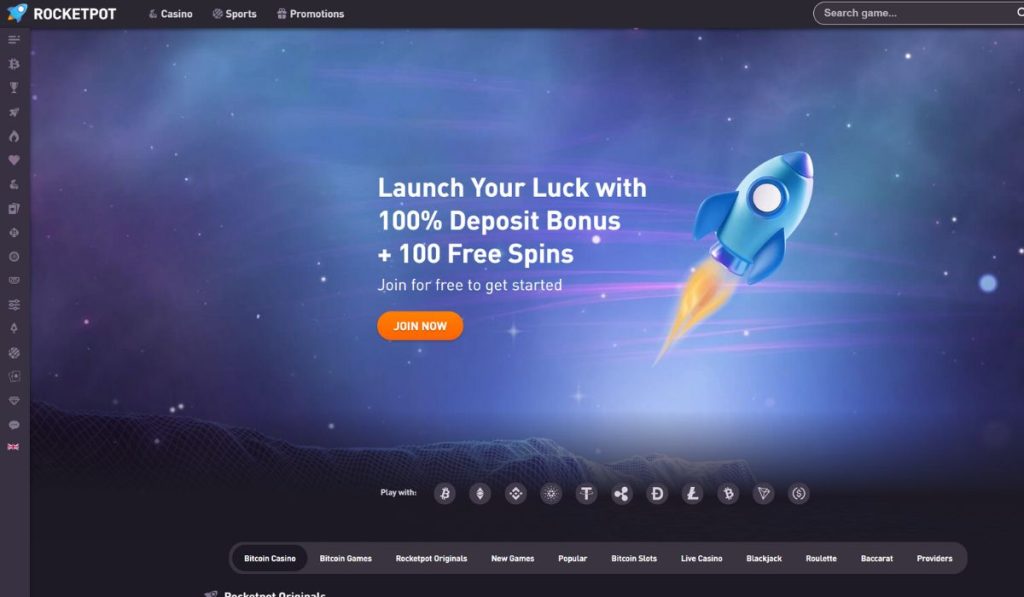 RocketPot Casino Website Overview