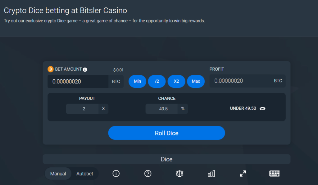 bitsler casino crypto dice betting